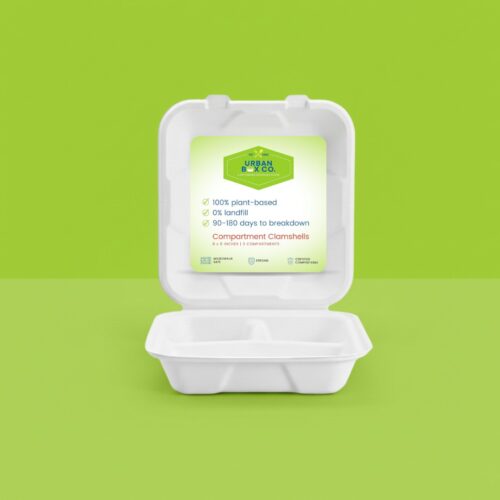 8" x 8" 3 Compartment Clamshell