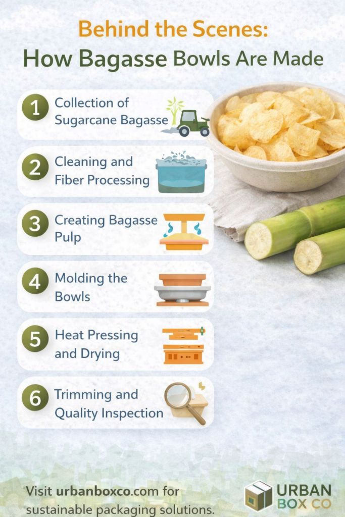 bagasse bowls made from sugarcane fiber